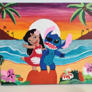 Toile "Lilo & Stitch – Coucher de soleil" – Œuvre originale