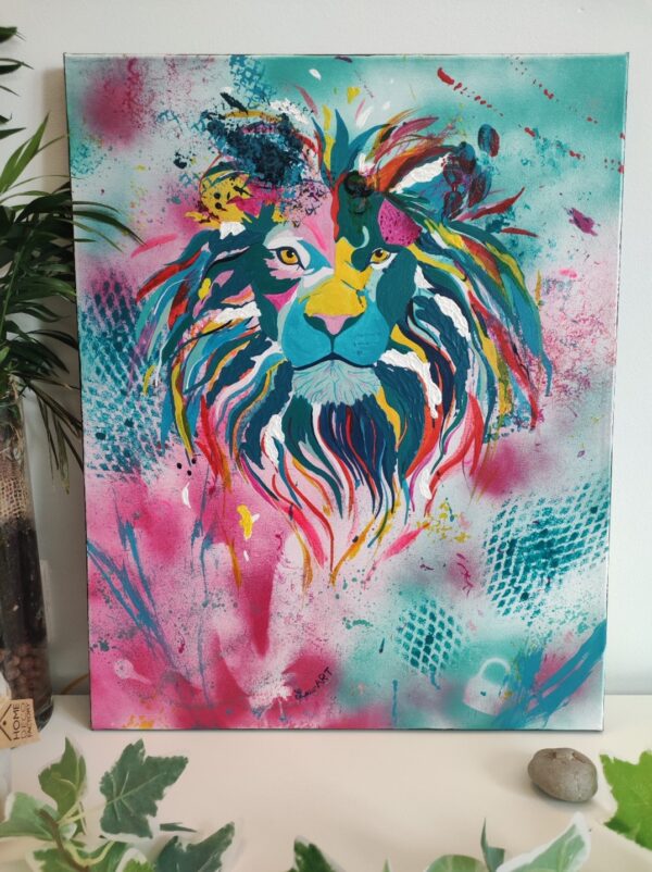 Toile "Lion multicolore" – Œuvre originale