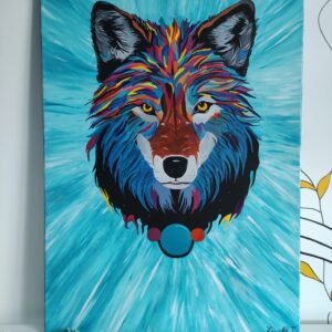 Toile "Loup multicolore" – Œuvre originale