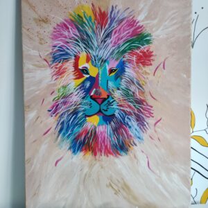 Toile "Lion multicolore" – Œuvre originale