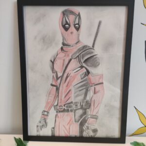 Dessin "Deadpool" – Œuvre au fusain